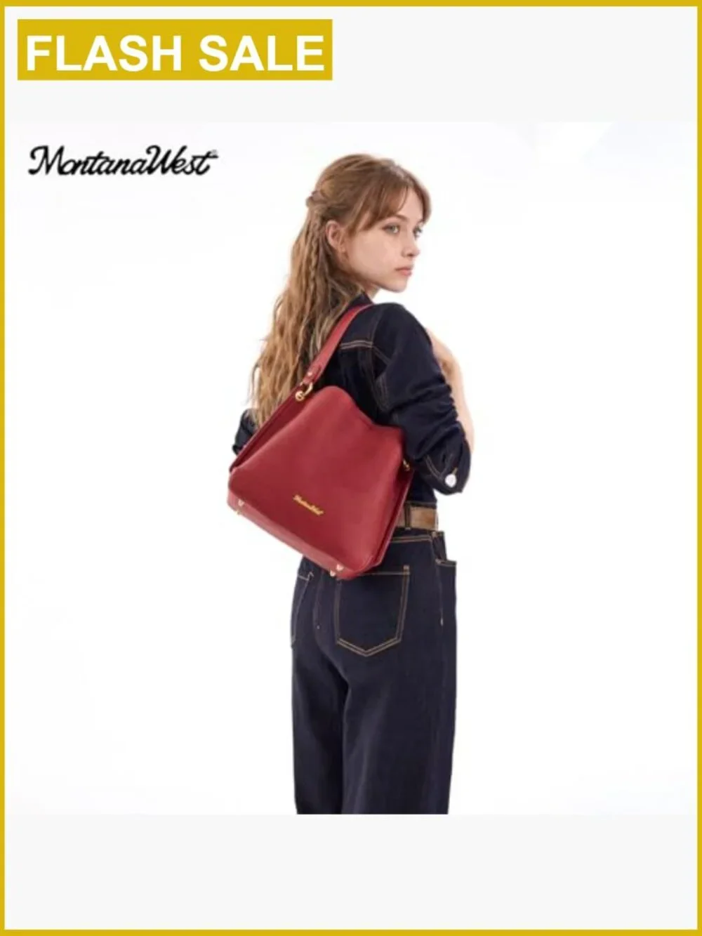 Medium 3-Compartment Bucket Hobo Purse with Crossbody Strap